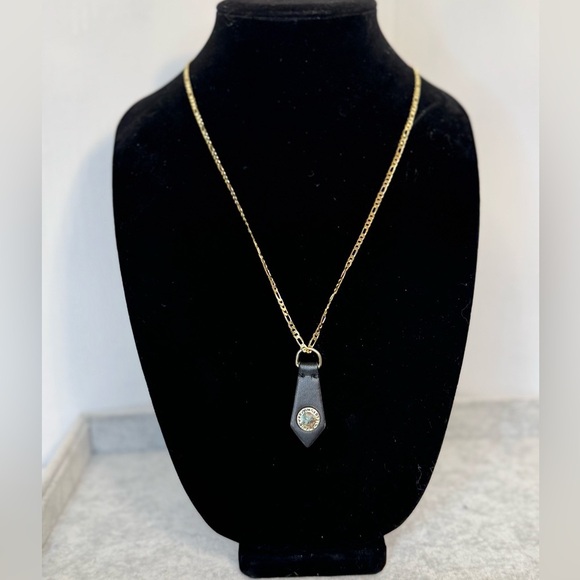 Karl Lagerfeld Leather Pendant Gold Chain - Picture 1 of 5